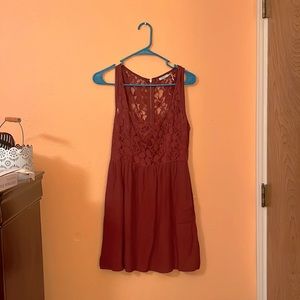 Kimchi Blue scarlet Red dress with floral print chest